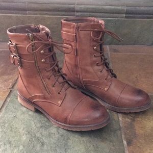 Brown combat boots